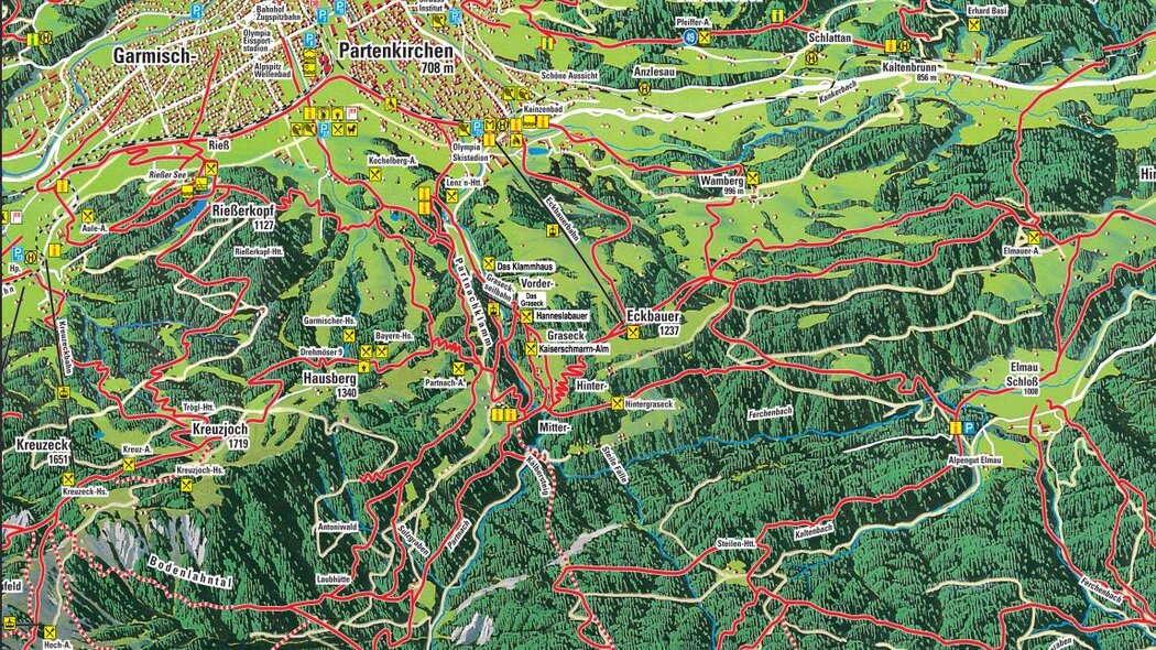 Blick auf die Übersichts-Karte für die Partnachklamm